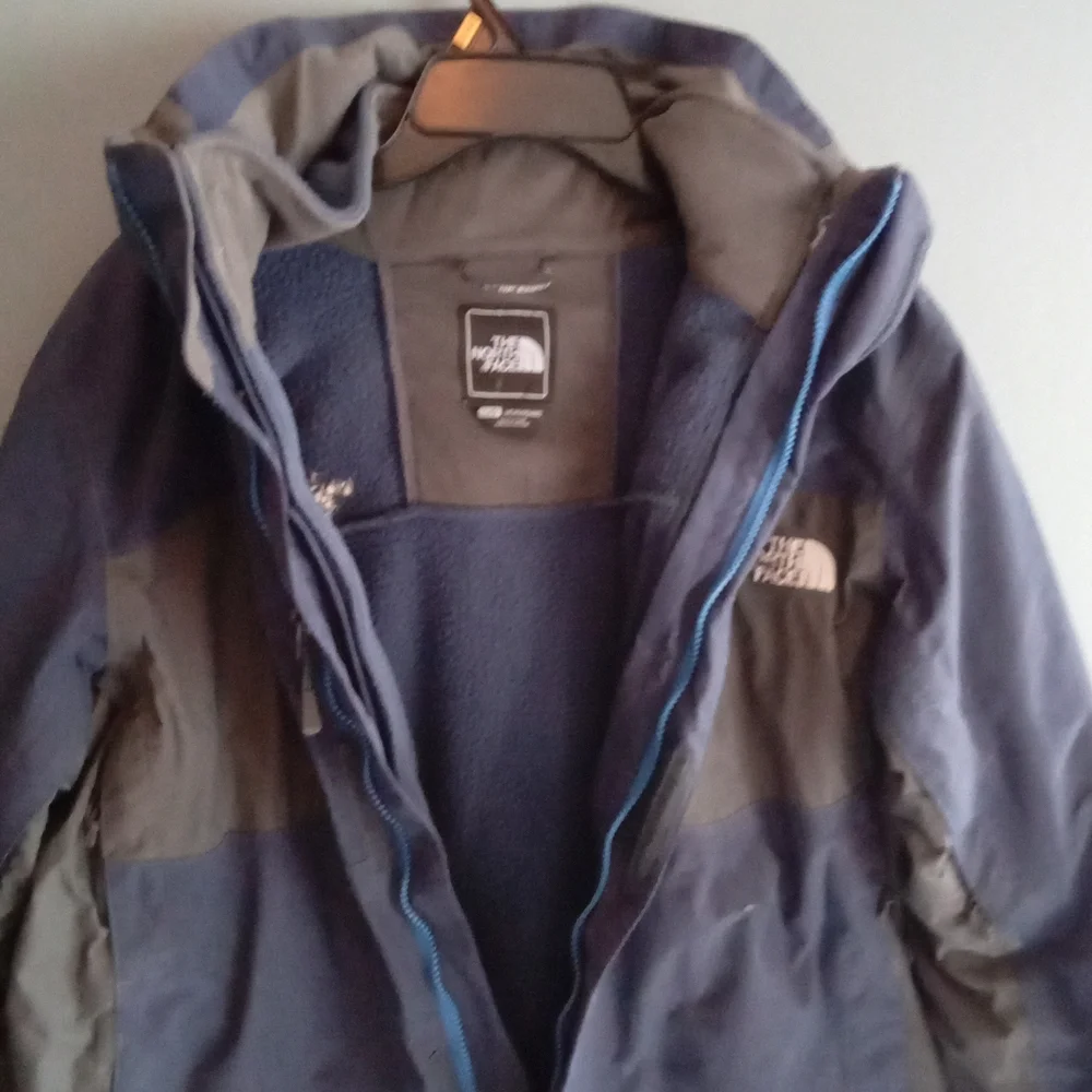 The North Face Mens Jacket Blue Brown Hooded Zip Up‎ Outdoor Casual Size Large